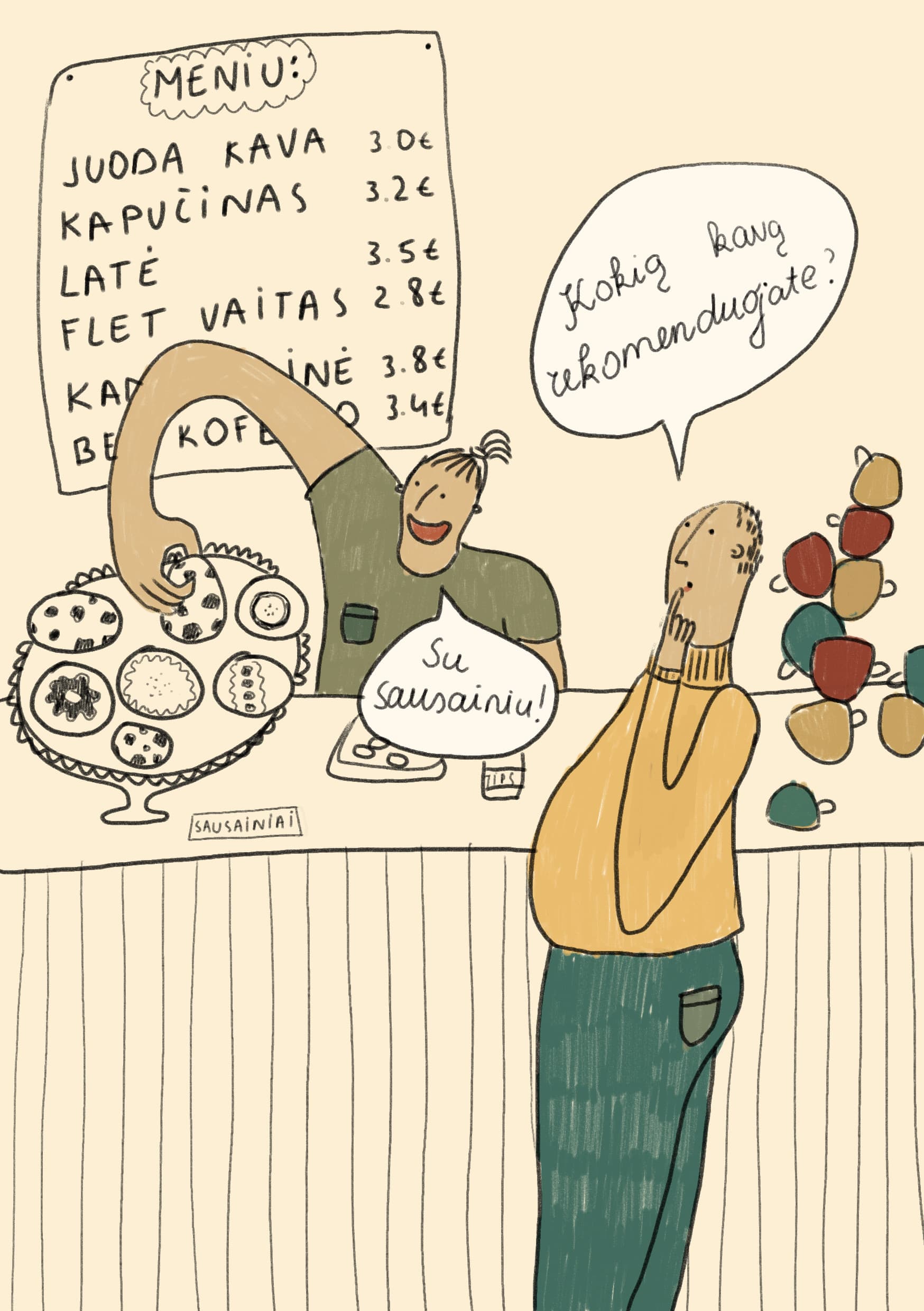 Barista and customer at a coffee counter