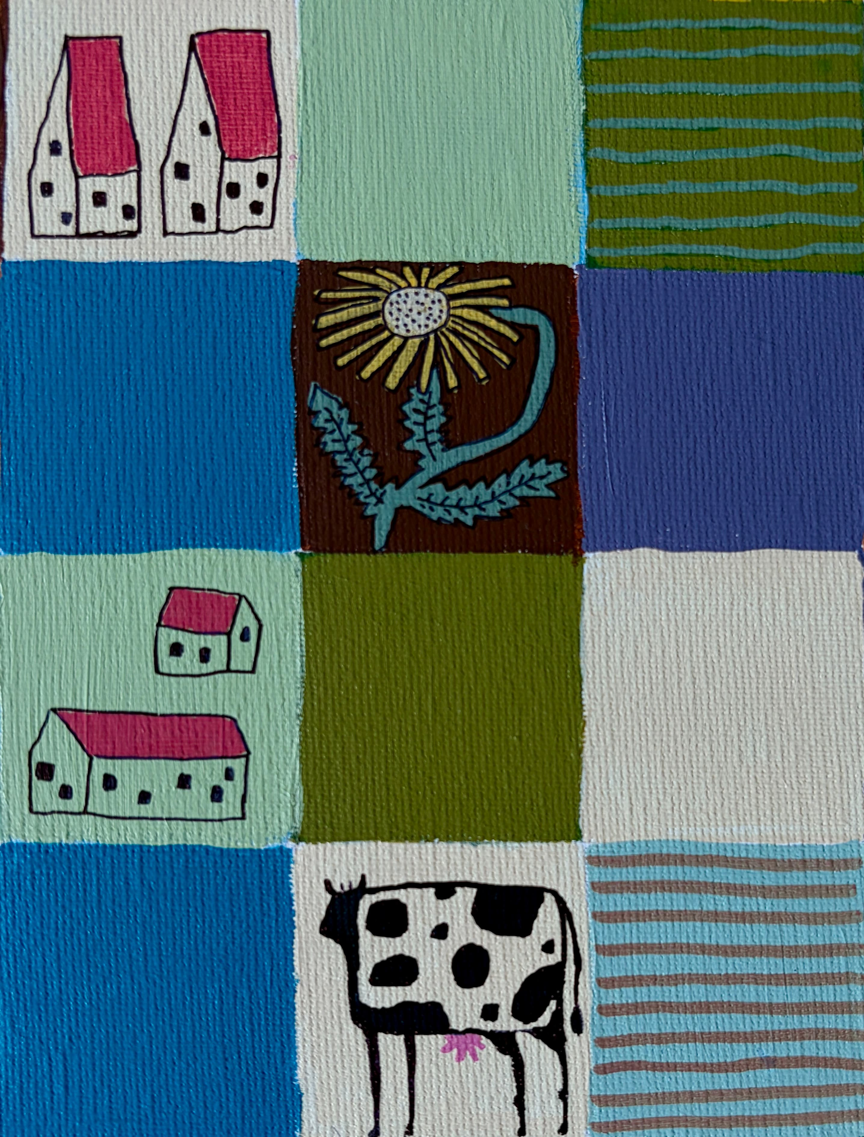 Lietuvos laukai - detail: houses and dandelion