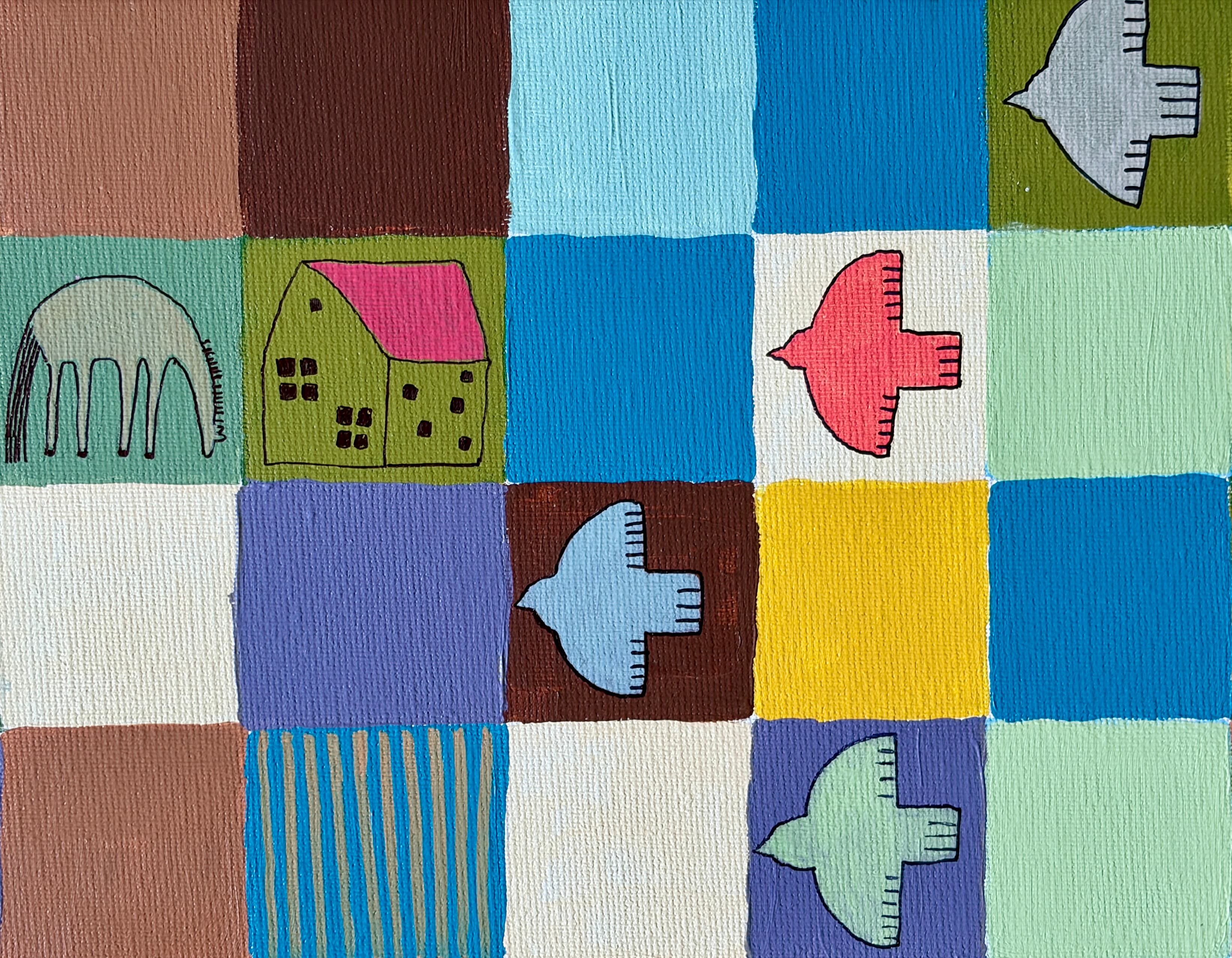 Lietuvos laukai - detail: birds and houses