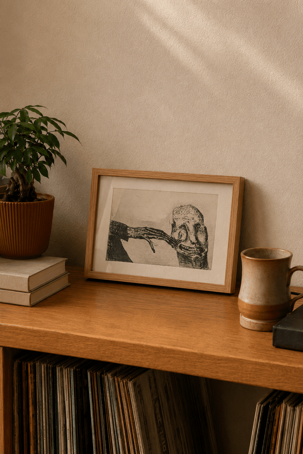 nėra ko liūdėt / don't be sad — framed in interior