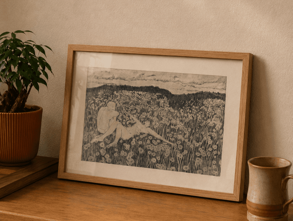 pienių lauke / in a field of dandelions — framed in interior