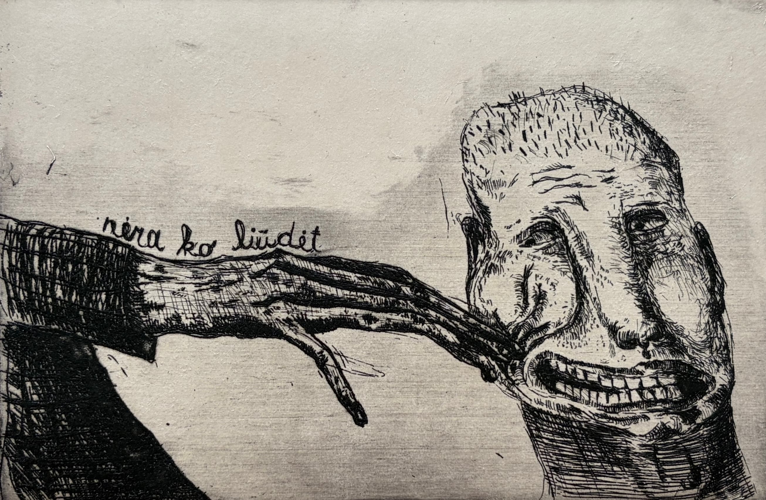 nėra ko liūdėt / don't be sad — etching